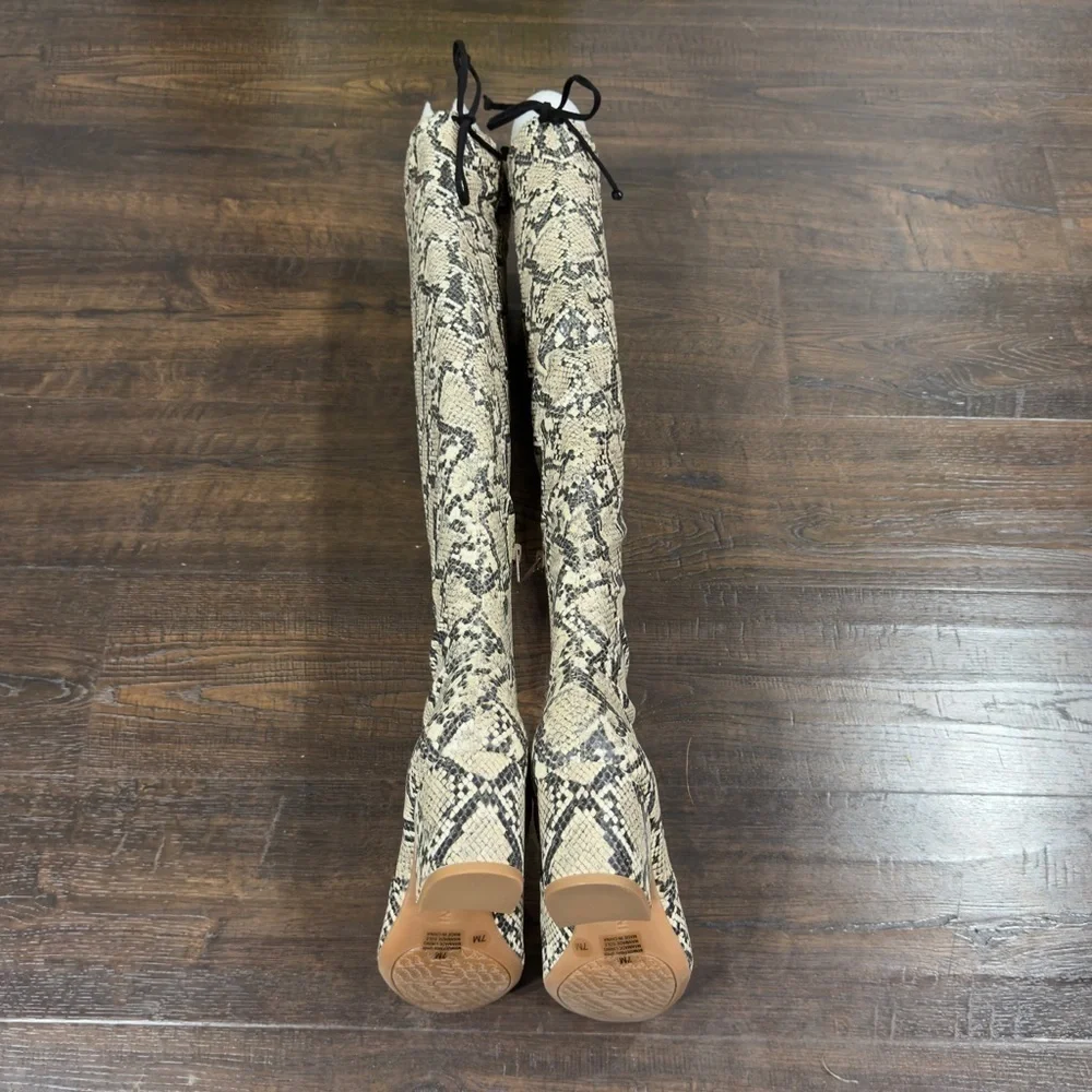 Gianni Bini Trillia Snakeskin Over The Knee‎ Boots Size 7 Women